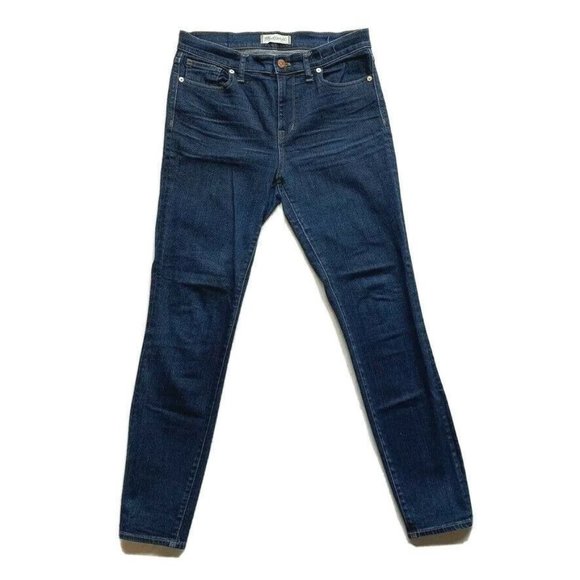Madewell 10" High Riser Skinny Jeans Womens 29 (30) Stretch‎ Dark Blue Denim - Picture 1 of 12
